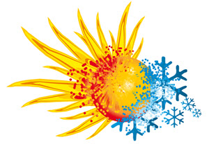 sun and snowflake graphic
