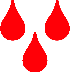 three red water drops